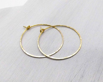 Hoop earrings size L 3 cm chased hammered - silver plated, gold colored, 935 silver or gold filled to choose from
