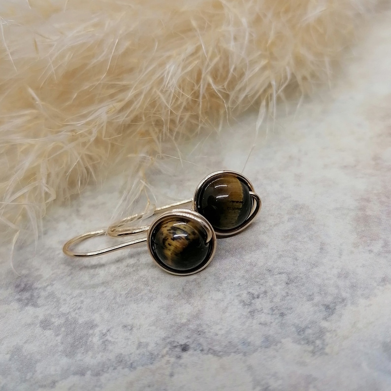 Tigereye Earrings, goldfilled image 1