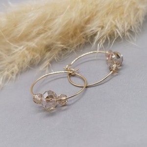 Creole Hoops Goldfilled champagne-colored crystals elegant gift for her
