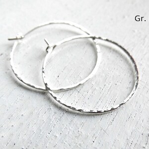 Hoop earrings size L 3 cm chased hammered silver plated, gold colored, 935 silver or gold filled to choose from image 2