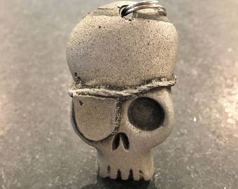 Skull Necklace, Skull Pendant, Skull Charm, Skull Keychain, Aluminum Skull, Metal Skull, Skull Jewelry, Old Skull Necklace, Bone Necklace