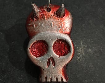 Skull Necklace, Skull Pendant, Skull Charm, Skull Keychain, Red Skull, Metal Skull, Skull Jewelry, Old Skull Necklace, Bone Necklace