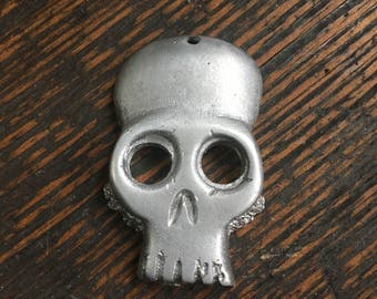 Skull Necklace, Skull Pendant, Skull Charm, Skull Keychain, Aluminum Skull, Metal Skull, Skull Jewelry, Old Skull Necklace, Bone Necklace