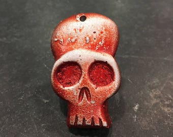 Skull Necklace, Skull Pendant, Skull Charm, Skull Keychain, Red Skull, Metal Skull, Skull Jewelry, Old Skull Necklace, Bone Necklace