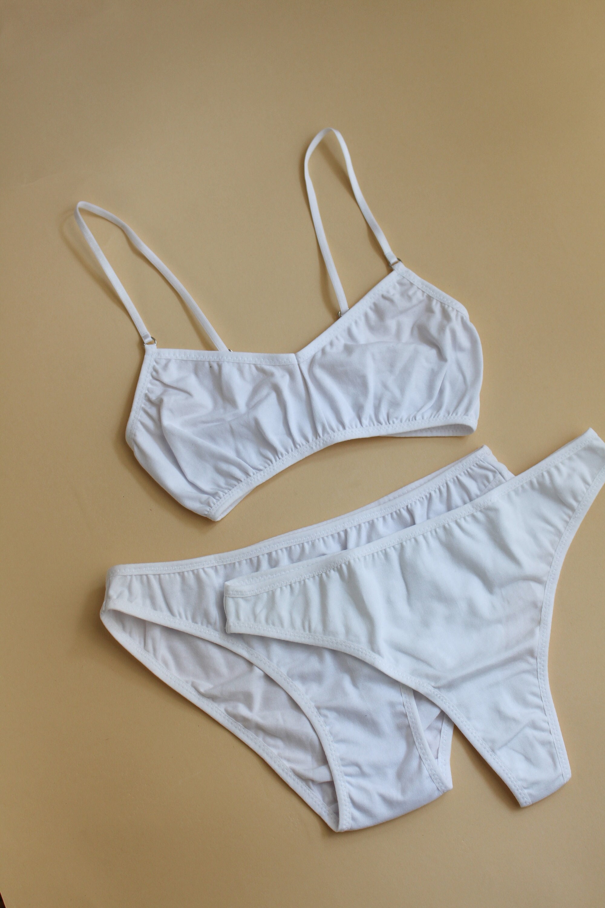 Conjunto de ropa interior de algodon blanco para mujer lenceria de algodon comoda blanca conjunto de sujetador y bragas de algodon Etsy Mexico