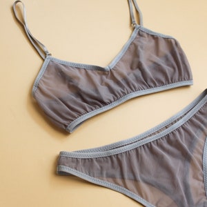 Gray Mesh Lingerie Set / Gray Sexy See Through Underwear Set / - Etsy