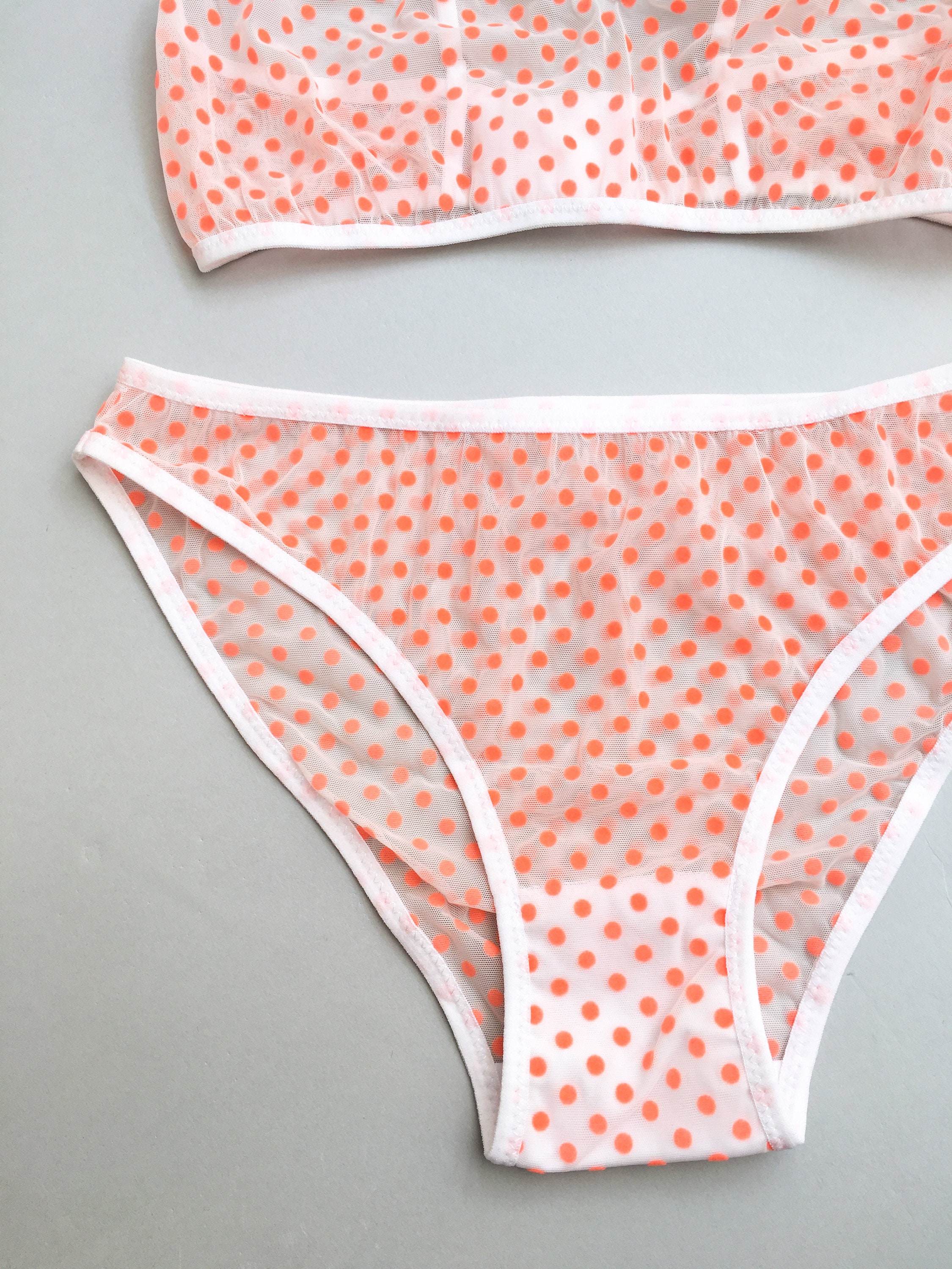 Limited Orange Polka Dot Mesh Lingerie Set / Sexy Underwear Etsy