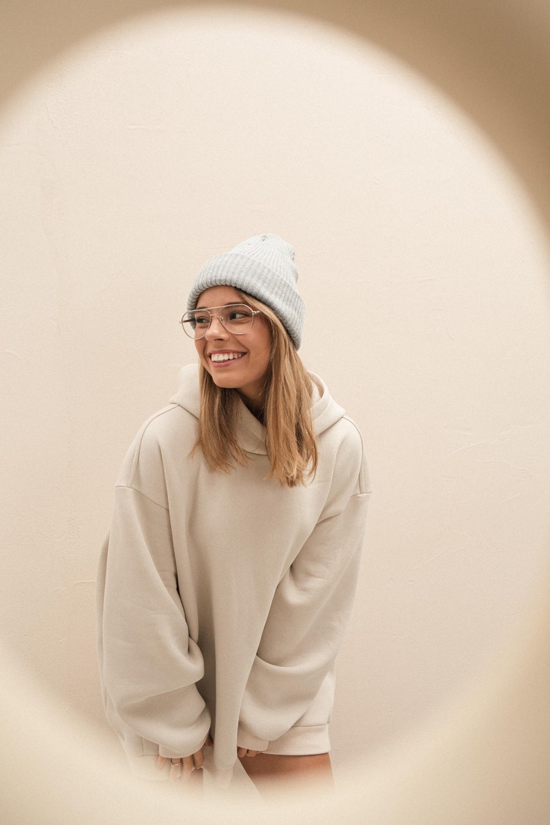 Gray-beige Plain Essential Hoodie for Women Basic Aesthetic | Etsy