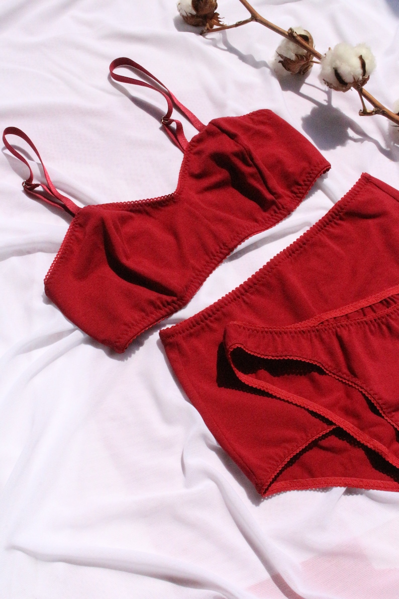Cherry Red Cotton Underwear Set for Women / Organic Cotton Etsy Canada