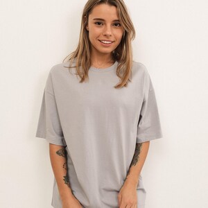 Gray Cotton Oversized Women T-shirt - Etsy