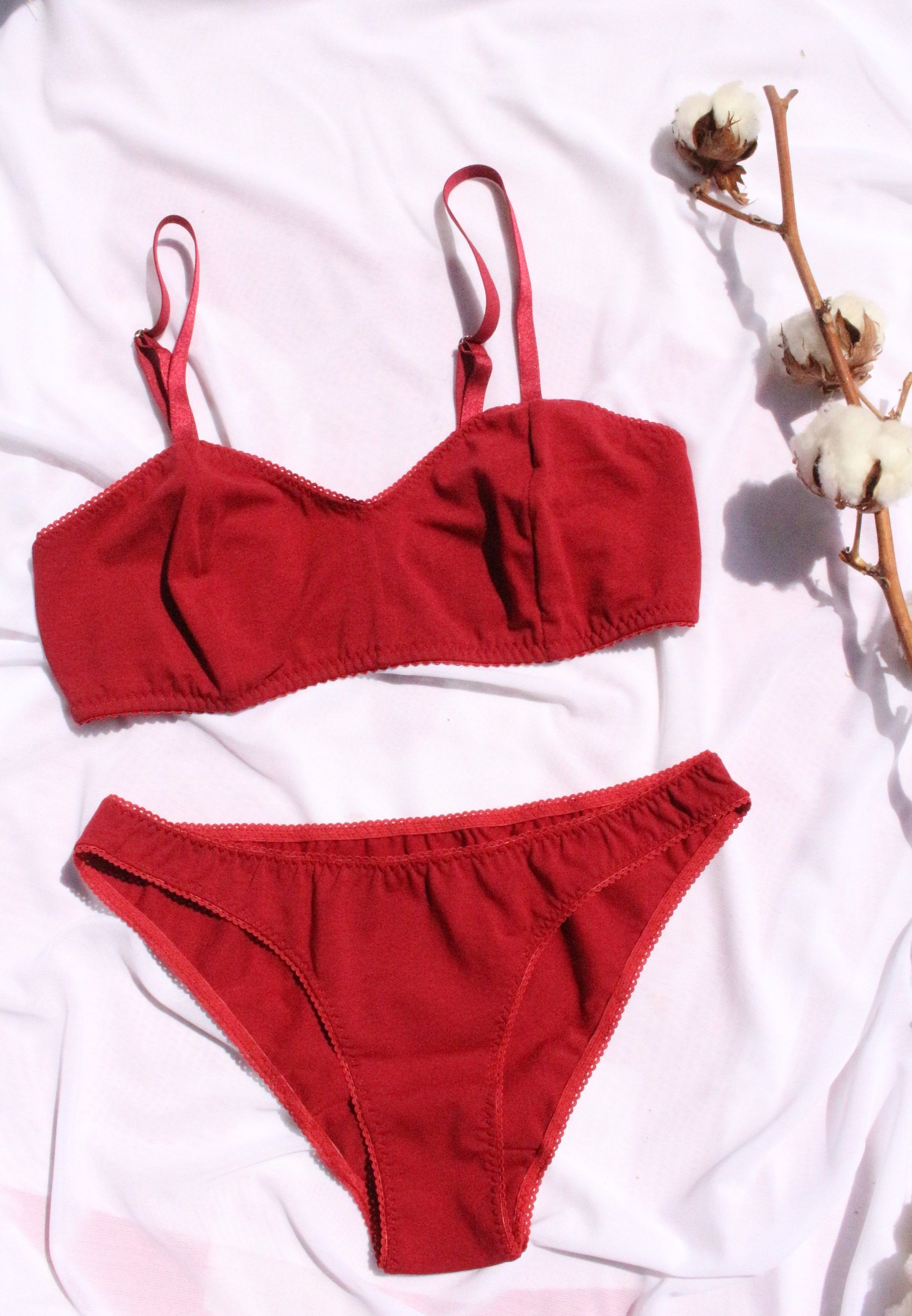 Cherry Red Cotton Underwear Set for Women / Organic Cotton Etsy Canada
