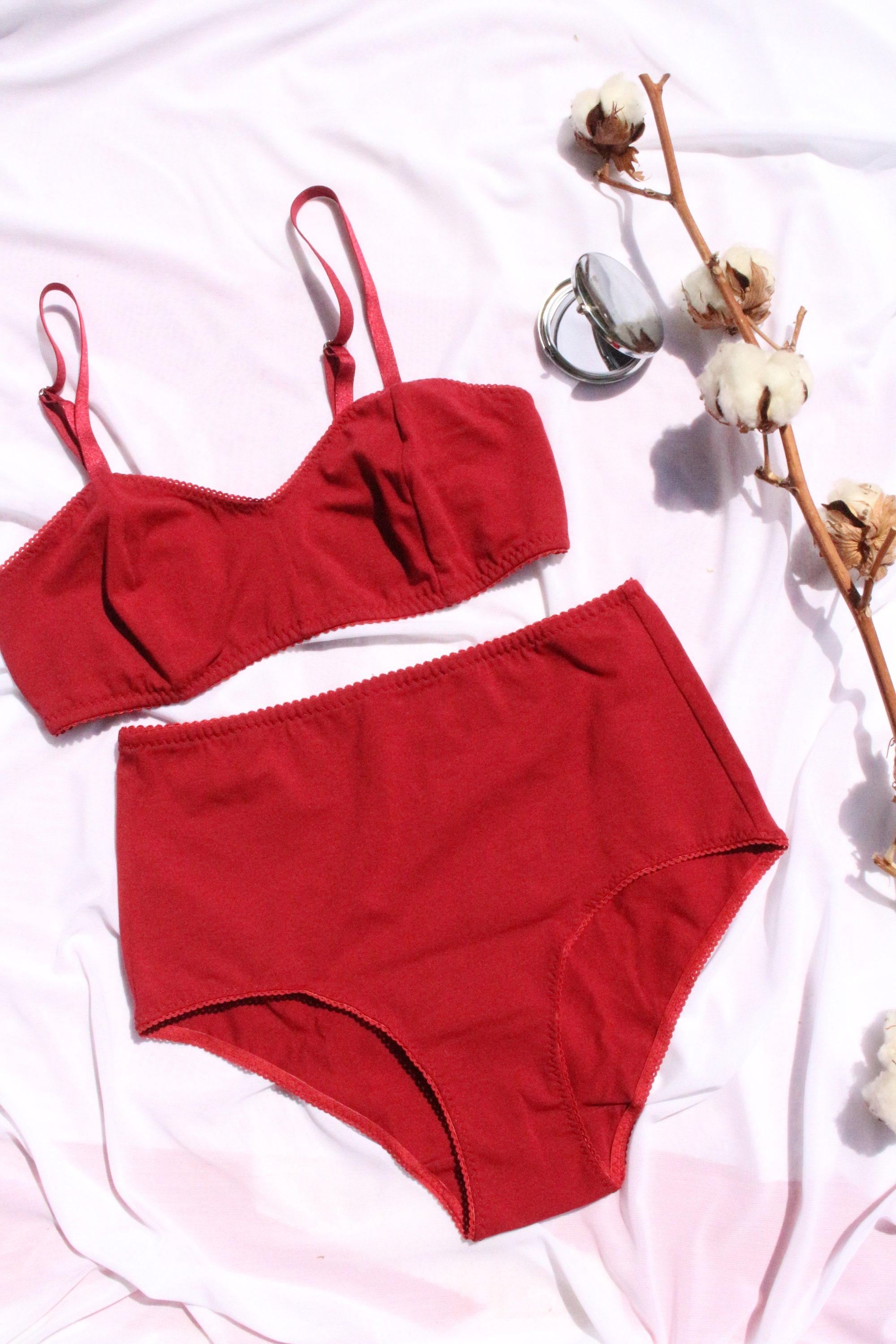 Cherry Red Cotton Underwear Set for Women / Organic Cotton Etsy Canada