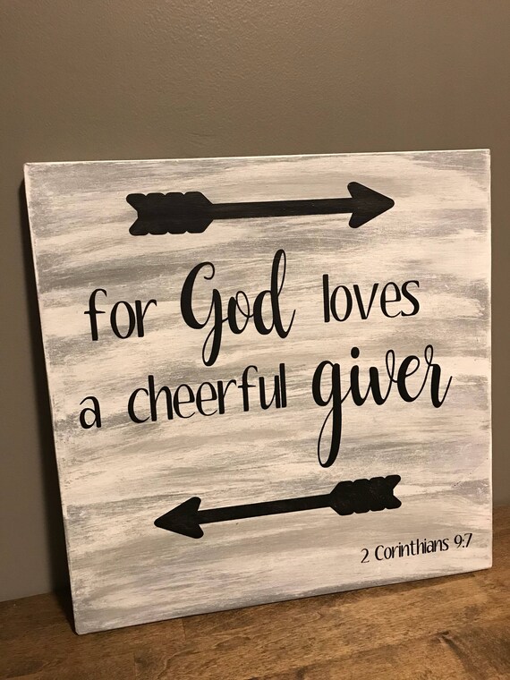 God Loves A Cheerful Giver Whitewashed Sign - 