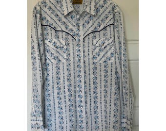 Vintage 70s Chute #1 Floral "Wallpaper" Western Snap Shirt Mens L