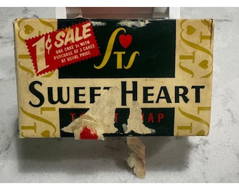 Vintage SweetHeart Toilet Soap 1 Sale Box Manhattan Soap Co NOS Sealed 1940s