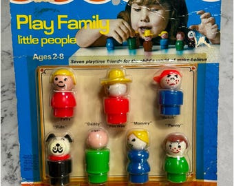 Vtg 1966 Fisher-Price #663 Play Family Little People SET Sealed New Old Stock