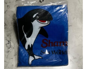 Vintage 1990 Sea World Shamu Adult Vinyl Poncho - New Old Stock (NOS) Sealed