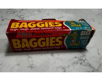 VTG 1970s Alligator Baggies Sandwich Bags  Rare Free Pantyhose Offer Retro Prop