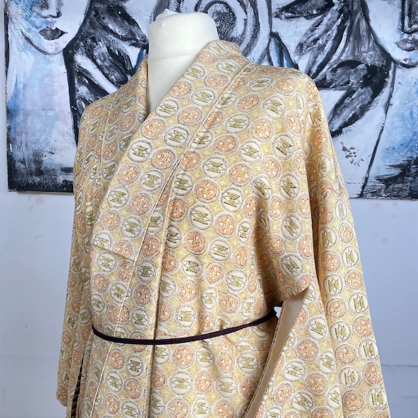 Handgenähter Japanisher Kimono Komon 100% Seide Top condition