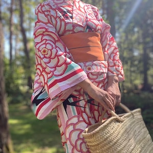 Women&#39;s Yukata Kimono – Summer Swallow Design | 100% Cotton | Size M