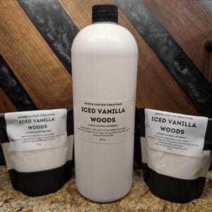 Natural Laundry Detergent & Scent Booster Bundle Non Toxic Laundry Soap Handmade Laundry Powder Liquid Detergent Fresh Scents Laundry Hack
May include: Three white plastic containers of laundry detergent with black labels. The labels read "Boros Custom Creations Iced Vanilla Woods" and list the product as "Liquid Laundry Detergent" and "Powder Laundry Detergent". The containers are 36 oz, 8 oz, and 8 oz.
