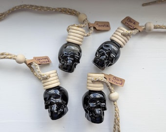 Black Skull Car Diffuser Hanging Car Air Freshener Gothic Car Accessories Spooky Car Decor Alt Gift for Him Witchy Gift Horror Fathers Day