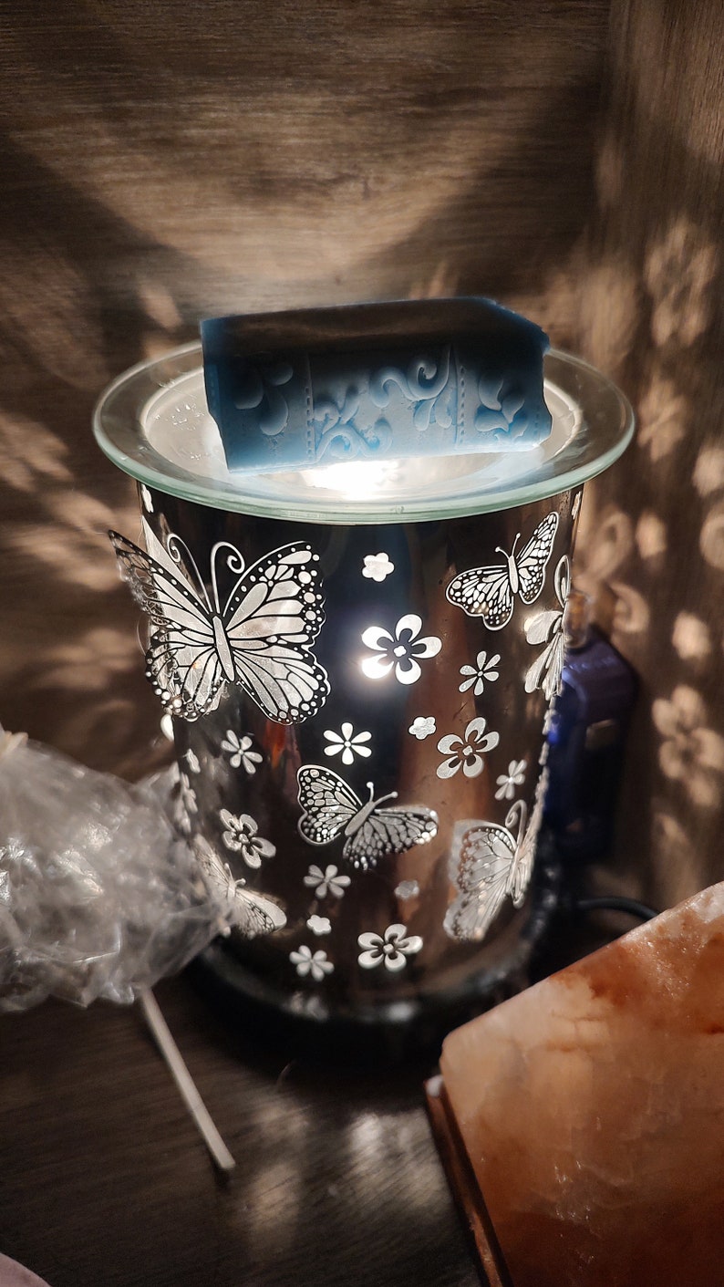 Book shape wax melt on Scentsy wax warmer