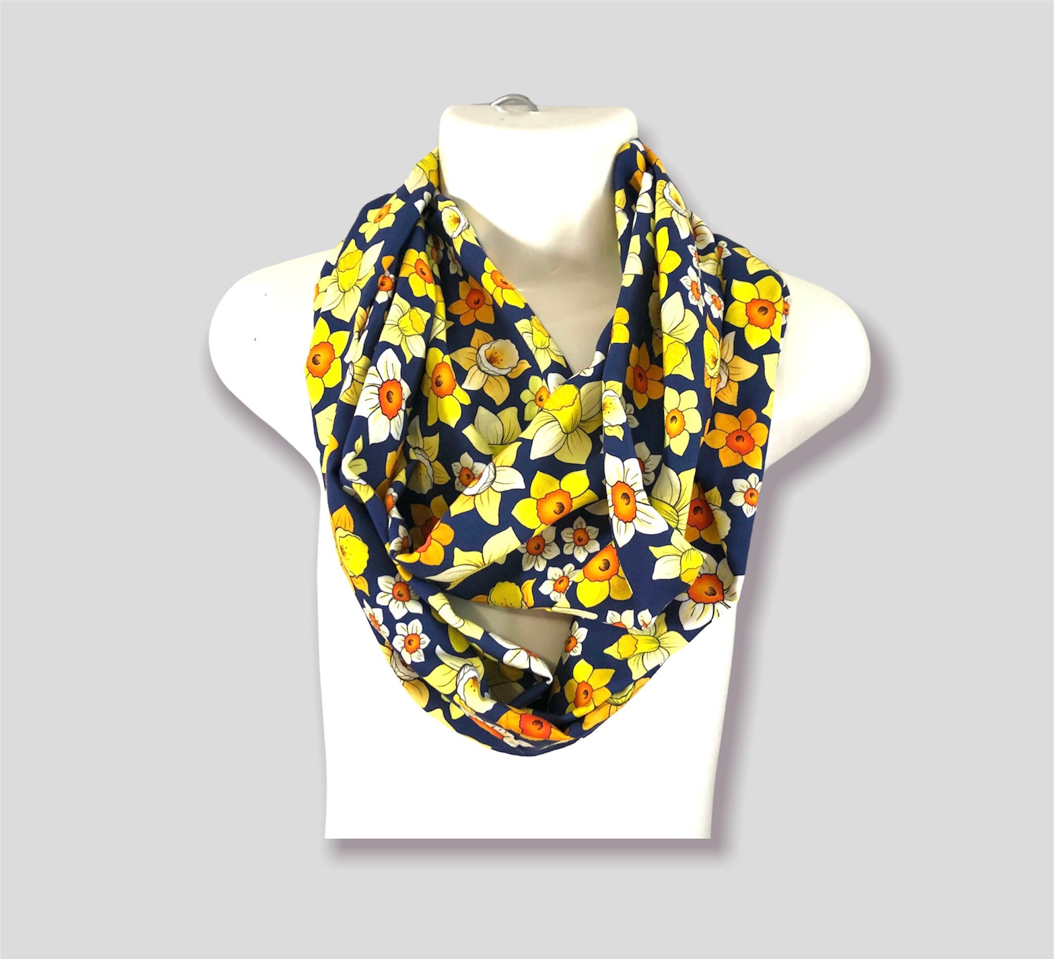 Infinity Scarf Navy Daffodil Neck Cover Wrap - Etsy