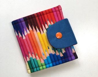 Wallet bifold pencil design cotton cloth fold over purse