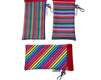 Flex frame large vinyl multi coloured glasses & sunglasses phone case/pouch