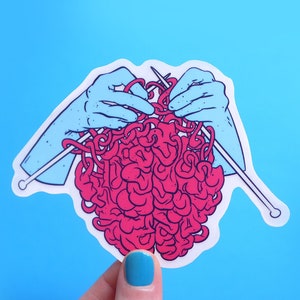 Brain art transparent stickers- Notebook human anatomy sticker-Mental health decal-Vinyl laptop decal- Gift for knitters- Fun gifts for all