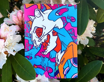 Cat's Cradle Art Postcard: Surreal Pop Art Illustration