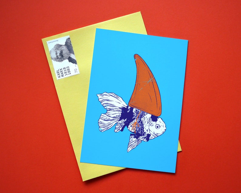 Big fish postcard, Fisherman design postcards, Fun fishing gifts, Positivity greeting post card, Creative postcrossing, For postcrosser image 2