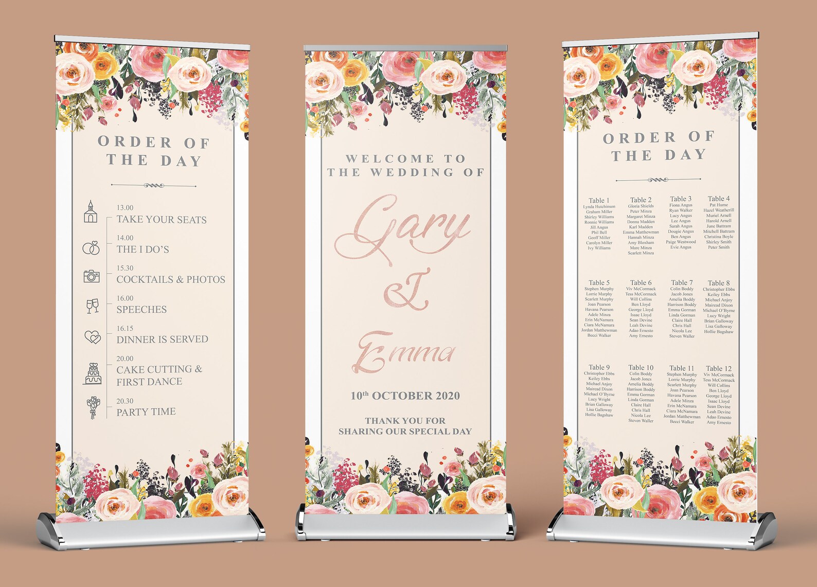 Floral Wedding Pull up Banner Welcome Roller Banner Wedding | Etsy UK