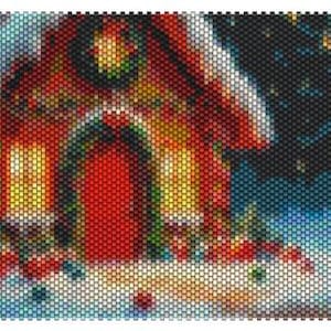 Christmas House Scene Peyote Bead Pattern, PDF Pattern Download, Peyote Stitch Beading