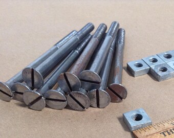 10 Vintage Bolts, 4" Stove Bolts, Nuts and Bolts, Industrial Salvage, Salvaged Hardware, Restoration Hardware, Steampunk, Assemblage Supply