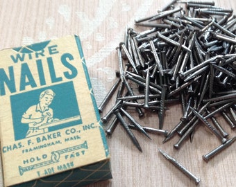 Vintage Cobbler Nails, Wire Clinching Nails, Woodworking, Carpentry Nails, New Old Stock Hardware - In Original Box