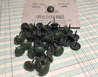 50 Green Upholstery Tacks, Vintage Old Stock