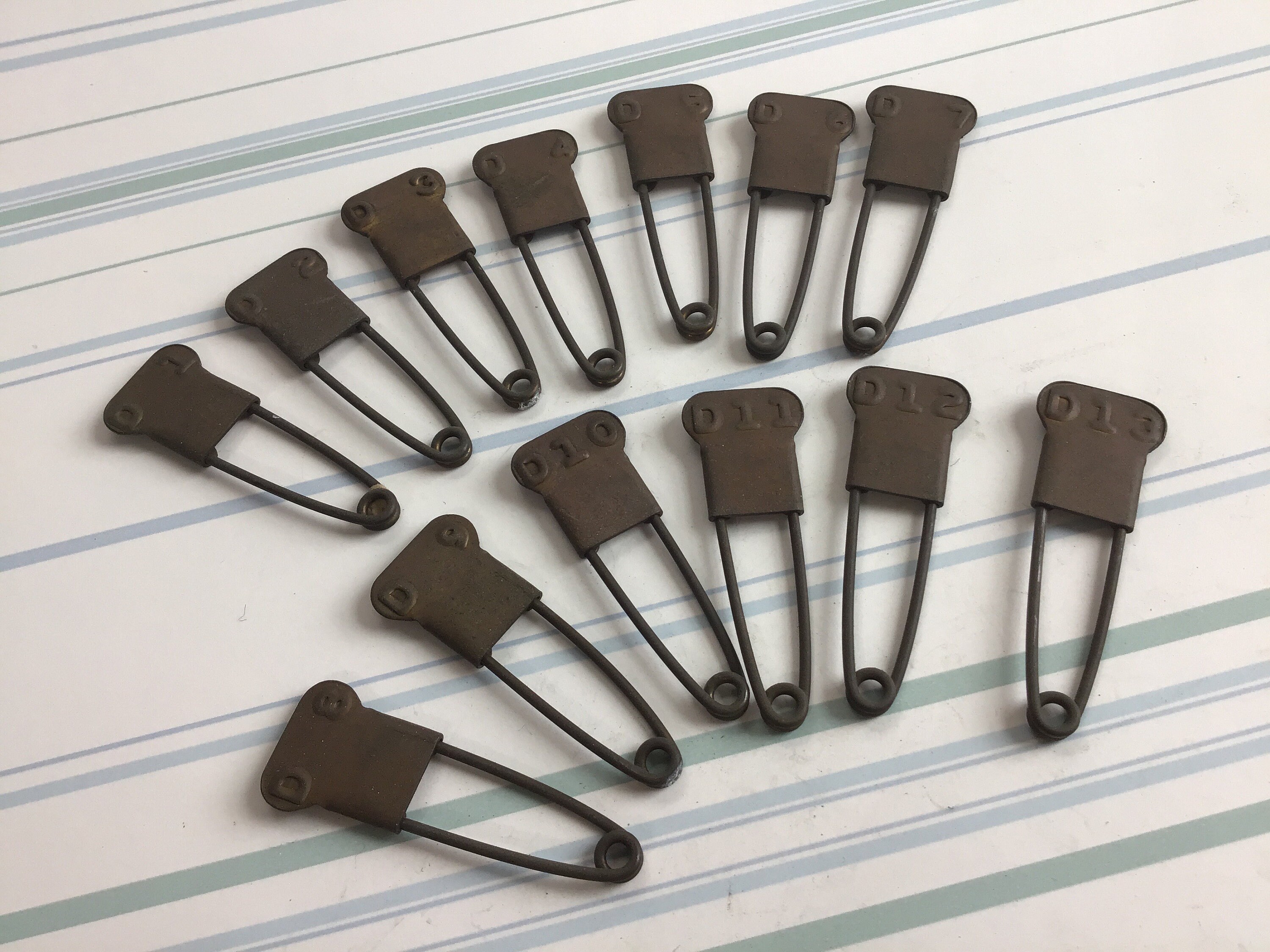 13 Laundry Pins Number Pins Brass Pins Military Laundry Etsy