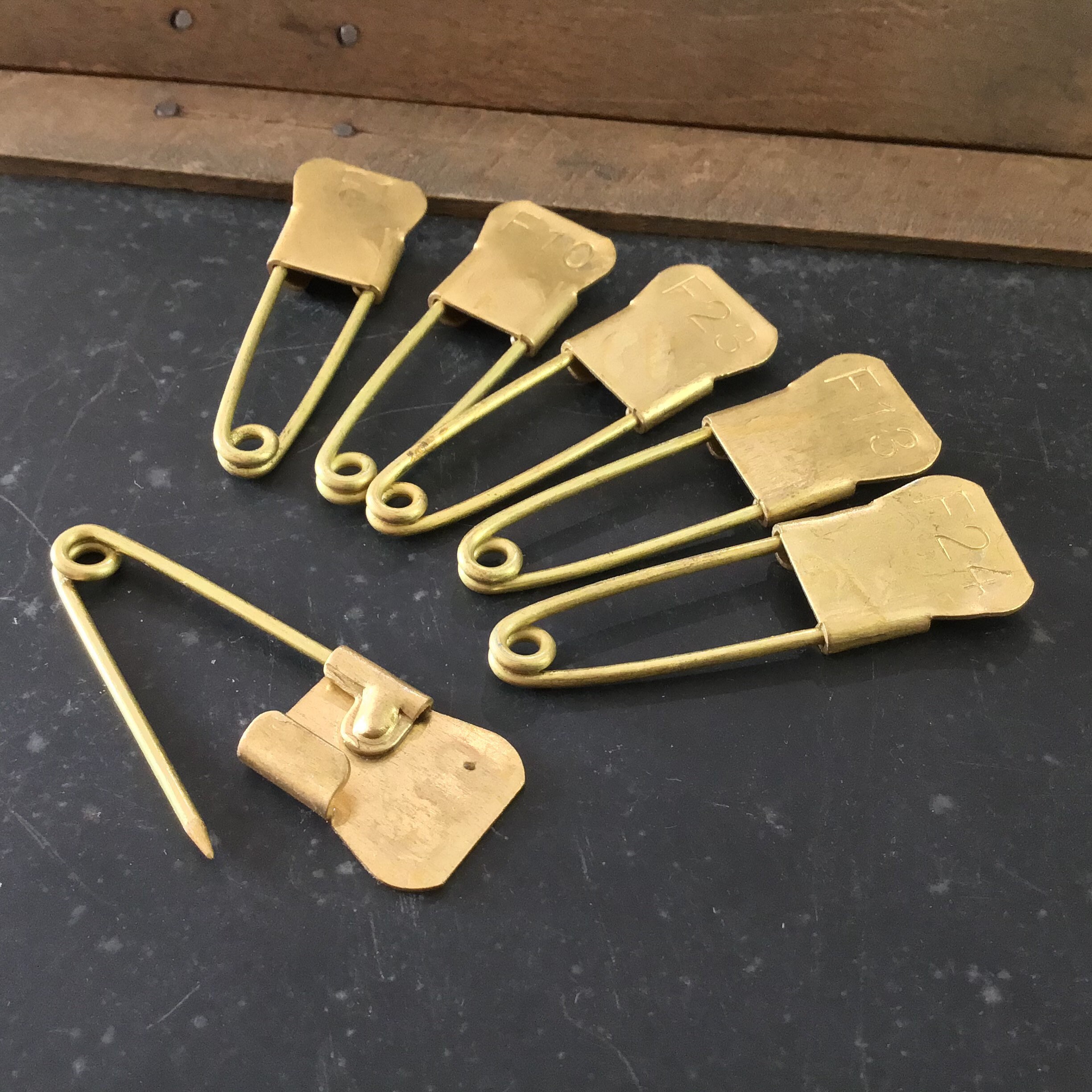 6 Vintage Brass Numbered Laundry Pins Military Pins Lot of Etsy