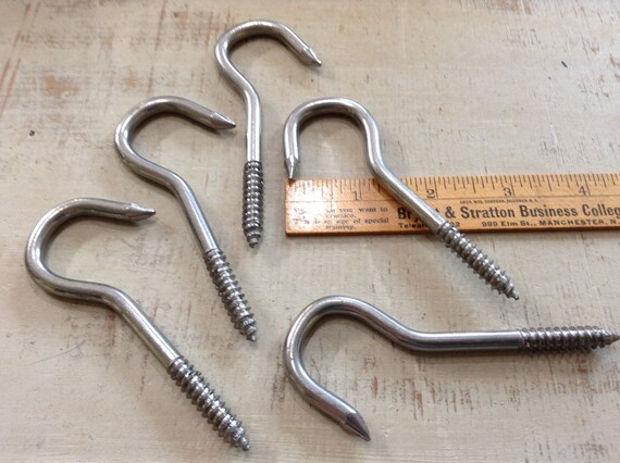 5 Vintage Screw Hooks 3 7 8 Hooks Ceiling Hooks Plant Hooks Large Screw Hooks Industrial Hanging Hooks Lag Screw Hooks