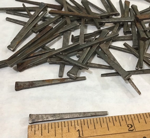 1” Square NAILS 50 quantity round small domed head brads vintage antique rustic