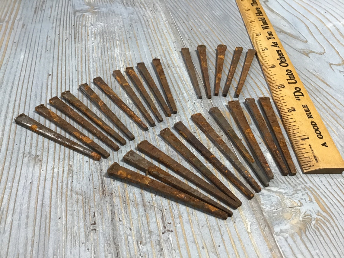 25 Square Cut Nails Square Nails Cut Nails Common Nails Etsy