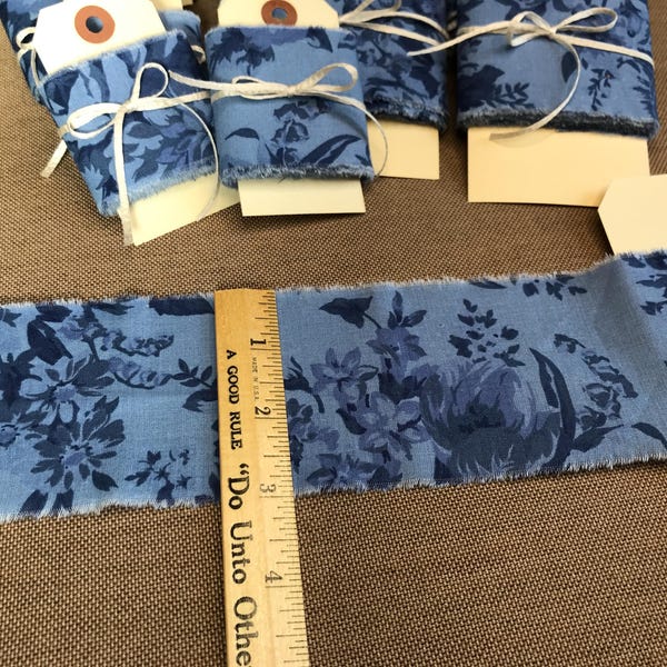 Blue Rose Fabric Ribbon Rag Bows