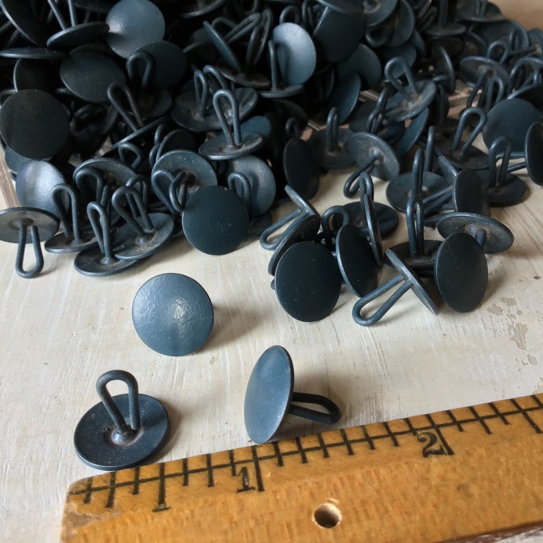 20 Vintage Blue Metal Upholstery Tufting Buttons Wire Shank Etsy