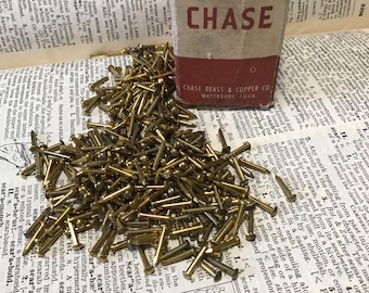 50 Tiny Brass Nails, Escutcheon Pins, 3/8" Old Stock Hardware