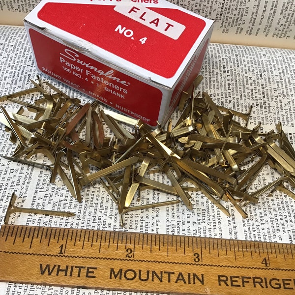 Swingline Brass Paper Fasteners, No. 4 Flat Head, 1” Shank