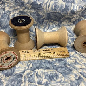 4 Vintage 2” Hourglass Wooden Spools, Empty Thread Spools, Lightly Aged Patina
