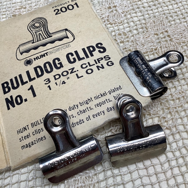 3 Vintage Boston Bulldog Clips, No. 1, Made in USA