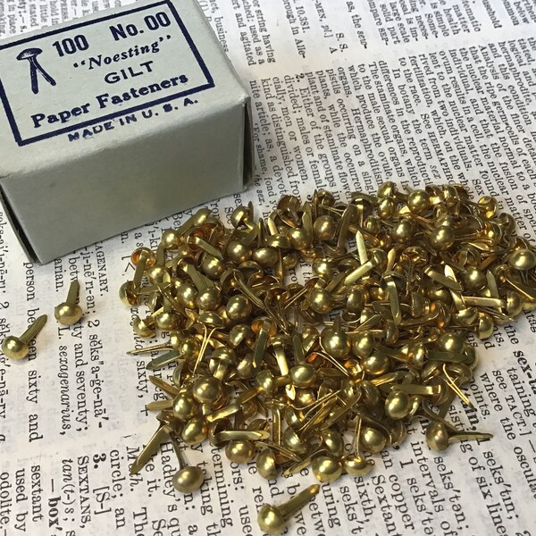 Noesting Tiny Brass Paper Fasteners, No. 00 Gilt